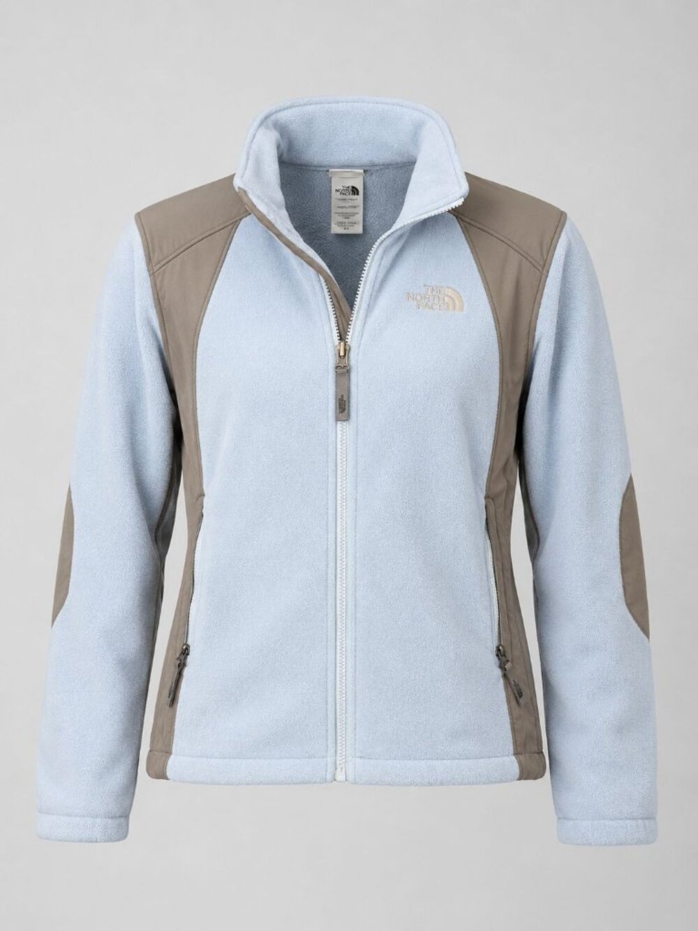 The North Face Womens Small Fleece Jacket Blue Beige Full-Zip Outdoor Layer